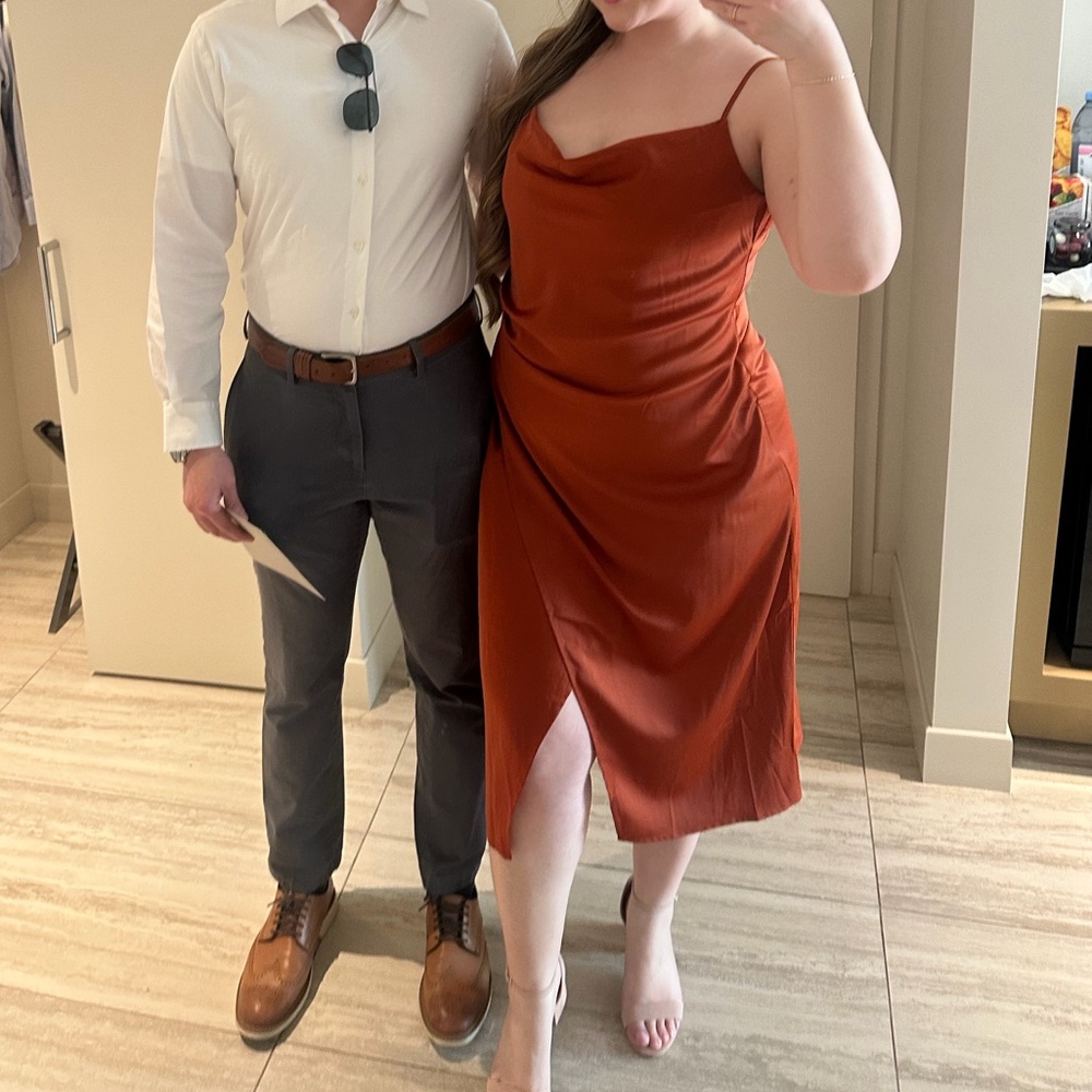 Lulu's Satin Slip Dress - Cowl Neck Dress
